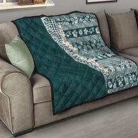 Hawaii Plumeria Tribal Vintage Quilt Special Turquoise