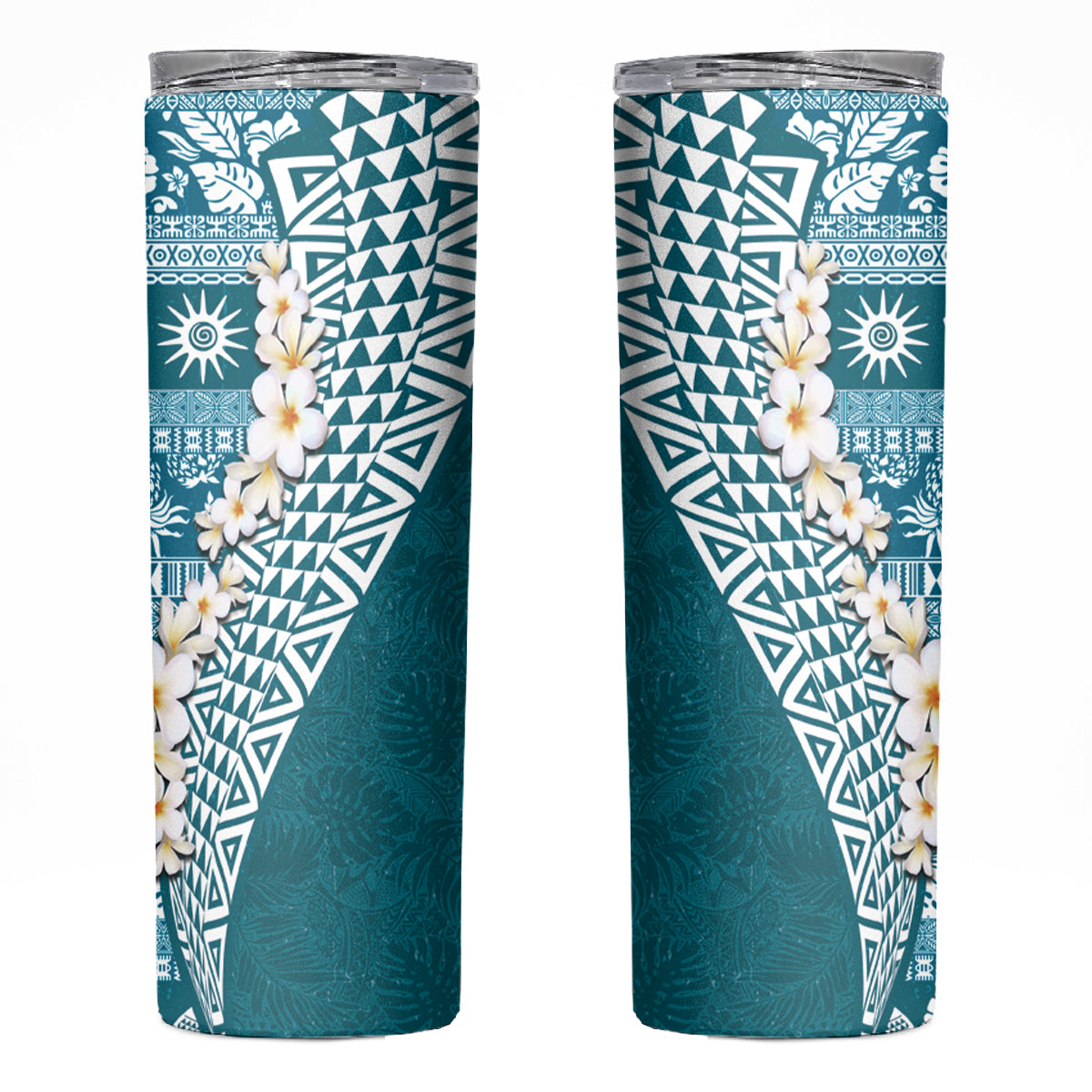 Hawaii Plumeria Tribal Vintage Skinny Tumbler Special Turquoise LT03 Turquoise - Polynesian Pride