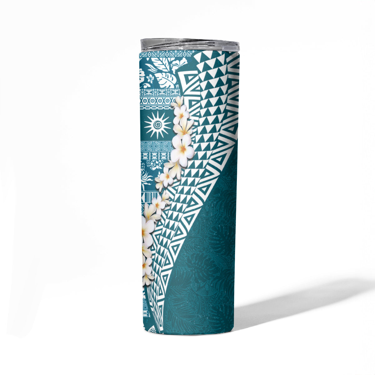 Hawaii Plumeria Tribal Vintage Skinny Tumbler Special Turquoise LT03 - Polynesian Pride