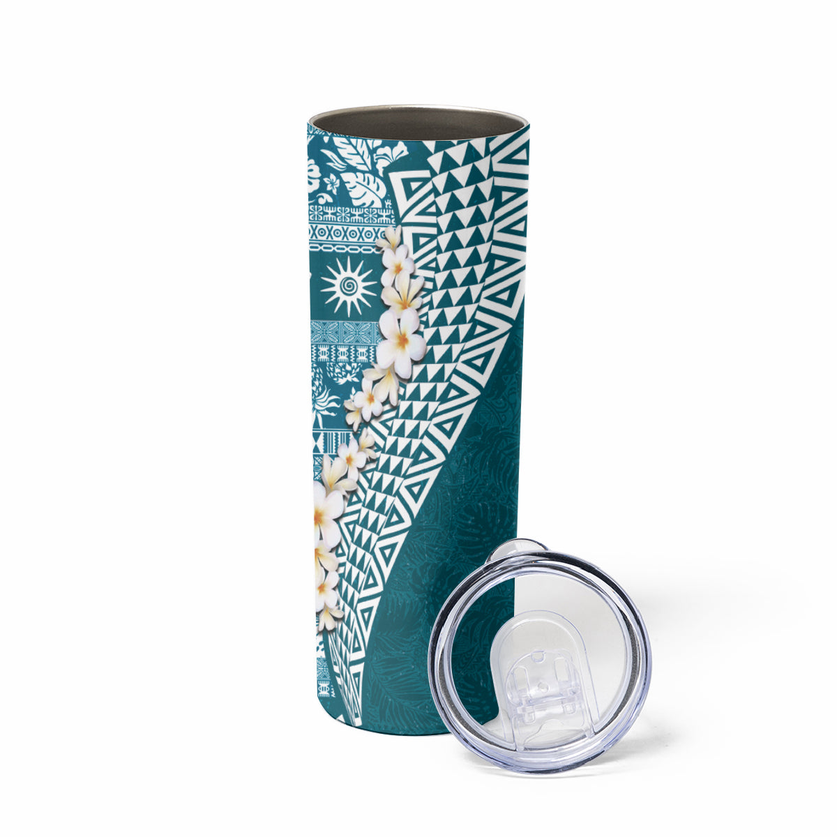 Hawaii Plumeria Tribal Vintage Skinny Tumbler Special Turquoise LT03 - Polynesian Pride