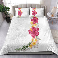 Hawaiian Plumeria and Hibiscus Bedding Set White Mode