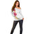 Hawaiian Plumeria and Hibiscus Off Shoulder Sweater White Mode
