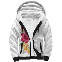 Hawaiian Plumeria and Hibiscus Sherpa Hoodie White Mode LT03 Unisex White - Polynesian Pride
