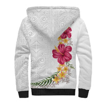 Hawaiian Plumeria and Hibiscus Sherpa Hoodie White Mode LT03 - Polynesian Pride