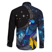 New Zealand Tui Bird Matariki Family Matching Mermaid Dress and Hawaiian Shirt Galaxy Fern With Maori Pattern LT03 - Polynesian Pride