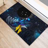 New Zealand Tui Bird Matariki Rubber Doormat Galaxy Fern With Maori Pattern LT03 - Polynesian Pride