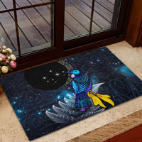 New Zealand Tui Bird Matariki Rubber Doormat Galaxy Fern With Maori Pattern LT03 - Polynesian Pride