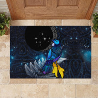 New Zealand Tui Bird Matariki Rubber Doormat Galaxy Fern With Maori Pattern LT03 - Polynesian Pride
