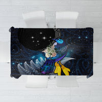 New Zealand Tui Bird Matariki Tablecloth Galaxy Fern With Maori Pattern LT03 Blue - Polynesian Pride