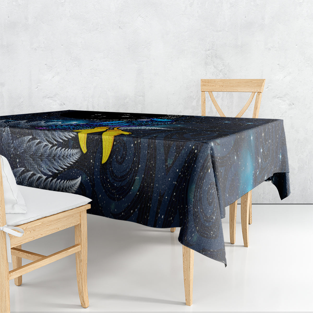 New Zealand Tui Bird Matariki Tablecloth Galaxy Fern With Maori Pattern LT03 - Polynesian Pride