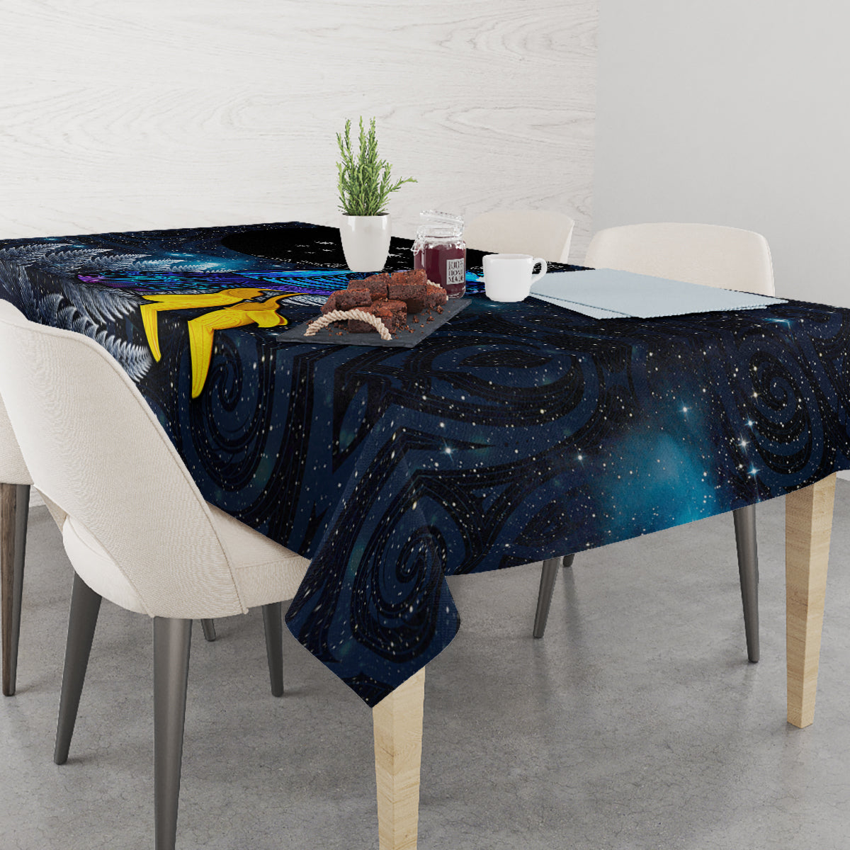 New Zealand Tui Bird Matariki Tablecloth Galaxy Fern With Maori Pattern LT03 - Polynesian Pride