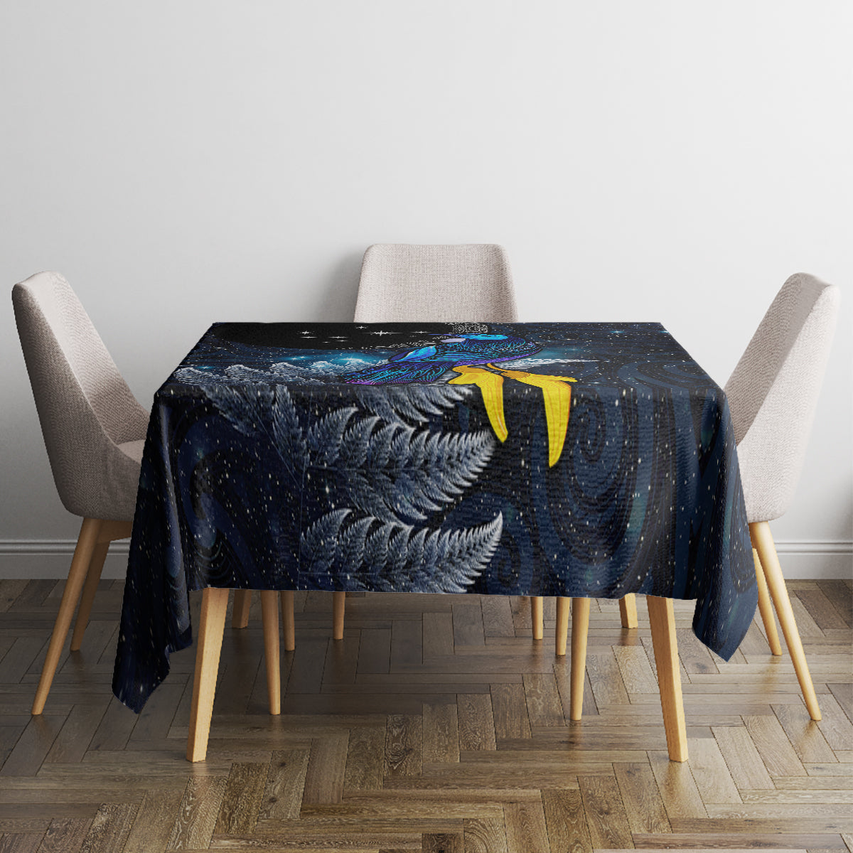 New Zealand Tui Bird Matariki Tablecloth Galaxy Fern With Maori Pattern LT03 - Polynesian Pride
