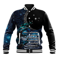New Zealand Tui Bird Baseball Jacket Matariki Poetry Pattern Galaxy Style LT03 Unisex Blue - Polynesian Pride