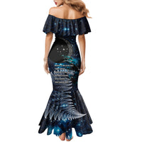 New Zealand Tui Bird Family Matching Mermaid Dress and Hawaiian Shirt Matariki Poetry Pattern Galaxy Style LT03 - Polynesian Pride