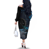 New Zealand Tui Bird Family Matching Off The Shoulder Long Sleeve Dress and Hawaiian Shirt Matariki Poetry Pattern Galaxy Style LT03 - Polynesian Pride