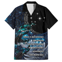 New Zealand Tui Bird Family Matching Puletasi and Hawaiian Shirt Matariki Poetry Pattern Galaxy Style LT03 Dad's Shirt - Short Sleeve Blue - Polynesian Pride