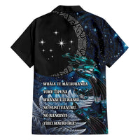 New Zealand Tui Bird Family Matching Short Sleeve Bodycon Dress and Hawaiian Shirt Matariki Poetry Pattern Galaxy Style LT03 - Polynesian Pride
