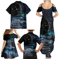 New Zealand Tui Bird Family Matching Summer Maxi Dress and Hawaiian Shirt Matariki Poetry Pattern Galaxy Style LT03 - Polynesian Pride