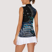 New Zealand Tui Bird Women Sleeveless Polo Shirt Matariki Poetry Pattern Galaxy Style LT03 - Polynesian Pride
