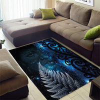 New Zealand Matariki Area Rug The Tribal Maori Face and Silver Fern LT03 - Polynesian Pride