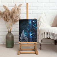 New Zealand Matariki Canvas Wall Art The Tribal Maori Face and Silver Fern LT03 - Polynesian Pride