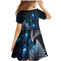 New Zealand Matariki Family Matching Mermaid Dress and Hawaiian Shirt The Tribal Maori Face and Silver Fern LT03 - Polynesian Pride