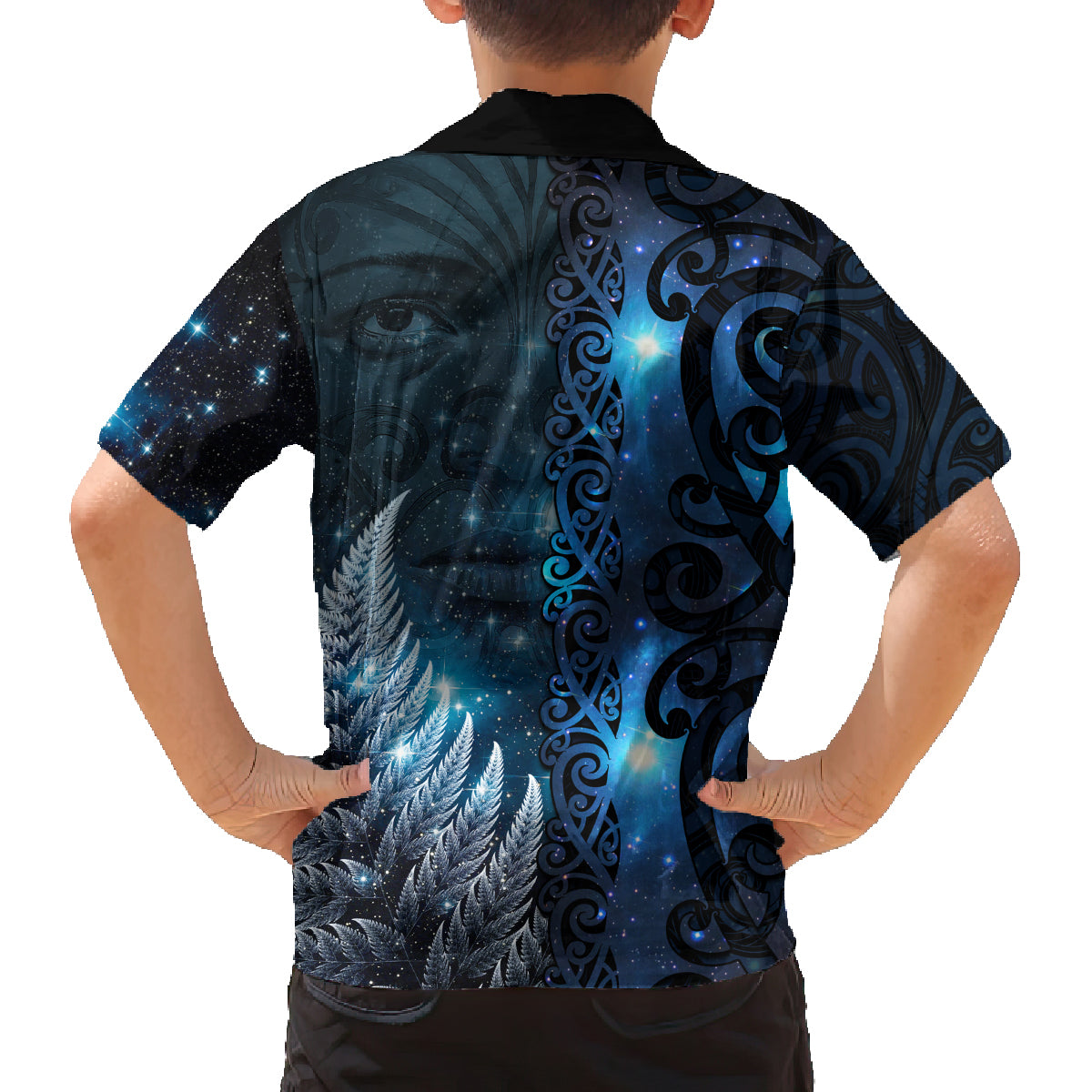 New Zealand Matariki Family Matching Puletasi and Hawaiian Shirt The Tribal Maori Face and Silver Fern LT03 - Polynesian Pride