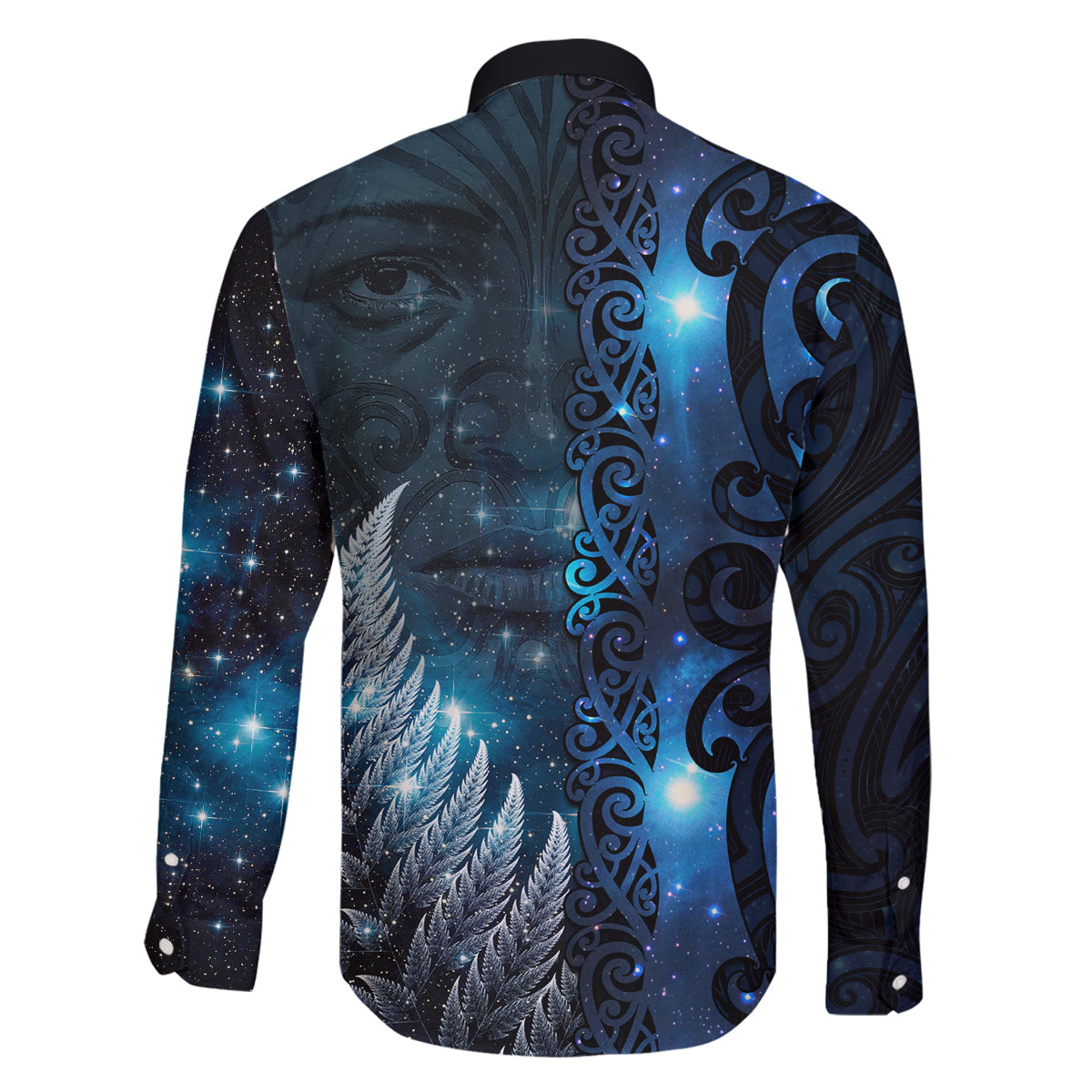 New Zealand Matariki Family Matching Summer Maxi Dress and Hawaiian Shirt The Tribal Maori Face and Silver Fern LT03 - Polynesian Pride