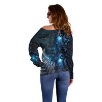 New Zealand Matariki Off Shoulder Sweater The Tribal Maori Face and Silver Fern LT03 - Polynesian Pride