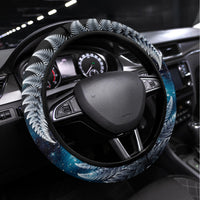 New Zealand Matariki Steering Wheel Cover The Tribal Maori Face and Silver Fern LT03 Universal Fit Blue - Polynesian Pride