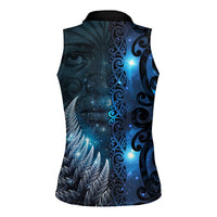 New Zealand Matariki Women Sleeveless Polo Shirt The Tribal Maori Face and Silver Fern LT03 - Polynesian Pride