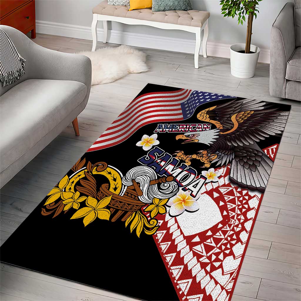United States and American Samoa Together Area Rug Bald Eagle and Polynesian Traditional Culture with Plumeria LT03 - Polynesian Pride