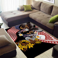 United States and American Samoa Together Area Rug Bald Eagle and Polynesian Traditional Culture with Plumeria LT03 - Polynesian Pride