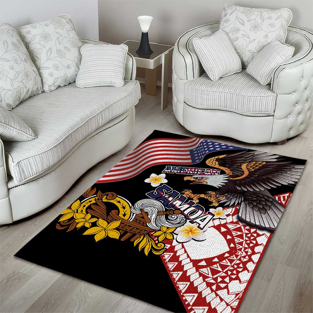 United States and American Samoa Together Area Rug Bald Eagle and Polynesian Traditional Culture with Plumeria LT03 - Polynesian Pride