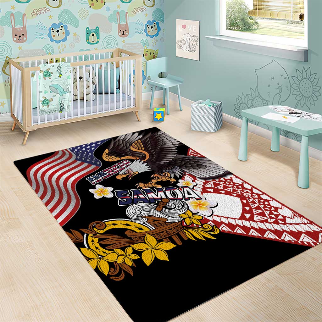 United States and American Samoa Together Area Rug Bald Eagle and Polynesian Traditional Culture with Plumeria LT03 - Polynesian Pride