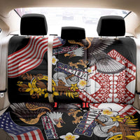 United States and American Samoa Together Back Car Seat Cover Bald Eagle and Polynesian Traditional Culture with Plumeria LT03 - Polynesian Pride