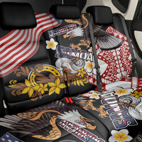 United States and American Samoa Together Back Car Seat Cover Bald Eagle and Polynesian Traditional Culture with Plumeria LT03 - Polynesian Pride