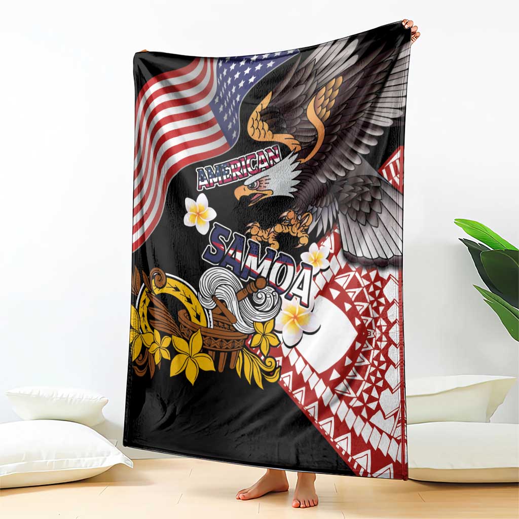 United States and American Samoa Together Blanket Bald Eagle and Polynesian Traditional Culture with Plumeria LT03 - Polynesian Pride