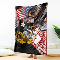 United States and American Samoa Together Blanket Bald Eagle and Polynesian Traditional Culture with Plumeria LT03 - Polynesian Pride