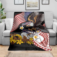 United States and American Samoa Together Blanket Bald Eagle and Polynesian Traditional Culture with Plumeria LT03 - Polynesian Pride