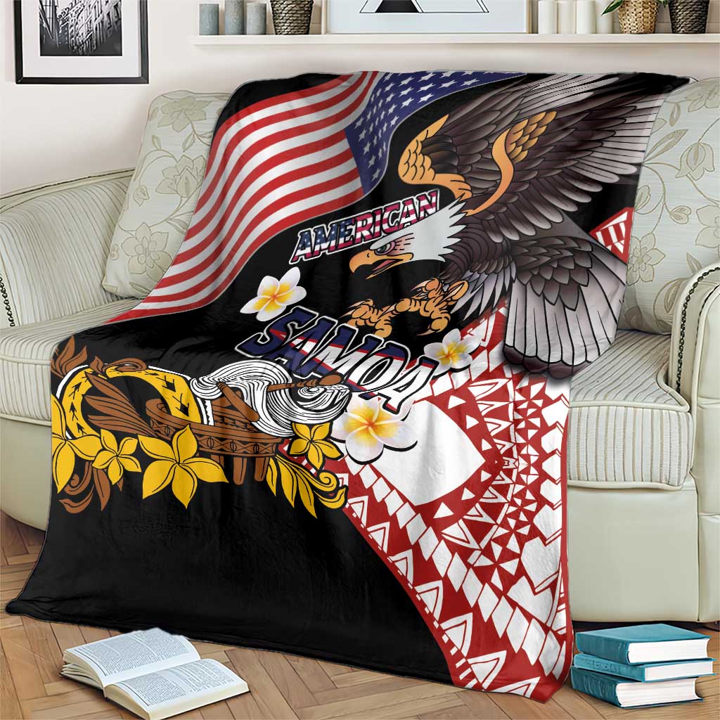 United States and American Samoa Together Blanket Bald Eagle and Polynesian Traditional Culture with Plumeria LT03 - Polynesian Pride