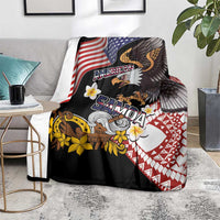 United States and American Samoa Together Blanket Bald Eagle and Polynesian Traditional Culture with Plumeria LT03 - Polynesian Pride