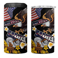 United States and American Samoa Together 4 in 1 Can Cooler Tumbler Bald Eagle and Polynesian Traditional Culture with Plumeria LT03 One Size: 16 oz Black - Polynesian Pride