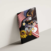 United States and American Samoa Together Canvas Wall Art Bald Eagle and Polynesian Traditional Culture with Plumeria LT03 - Polynesian Pride