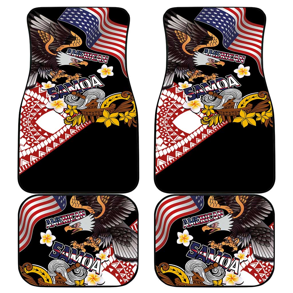United States and American Samoa Together Car Mats Bald Eagle and Polynesian Traditional Culture with Plumeria LT03 - Polynesian Pride