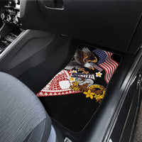 United States and American Samoa Together Car Mats Bald Eagle and Polynesian Traditional Culture with Plumeria LT03 - Polynesian Pride