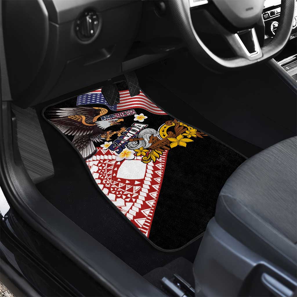 United States and American Samoa Together Car Mats Bald Eagle and Polynesian Traditional Culture with Plumeria LT03 - Polynesian Pride