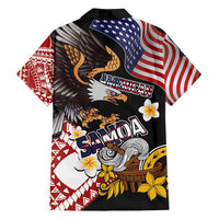 United States and American Samoa Together Family Matching Puletasi and Hawaiian Shirt Bald Eagle and Polynesian Traditional Culture with Plumeria LT03 - Polynesian Pride