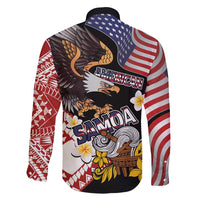 United States and American Samoa Together Family Matching Summer Maxi Dress and Hawaiian Shirt Bald Eagle and Polynesian Traditional Culture with Plumeria LT03 - Polynesian Pride