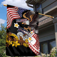 United States and American Samoa Together Garden Flag Bald Eagle and Polynesian Traditional Culture with Plumeria LT03 - Polynesian Pride